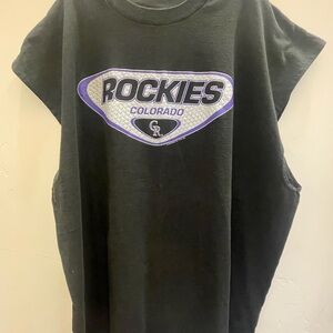 Rockies Black sleeveless Tee with Purple and White Colorado Rockies NBL Mens 3XL